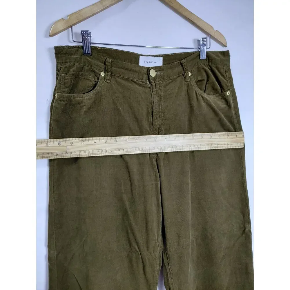 Dear John Olive Green Corduroy Straight Leg Jeans Men Size 31